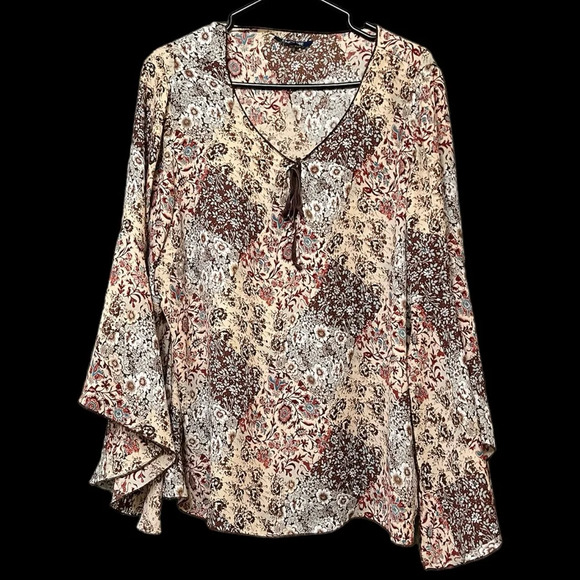 Encore Jeans Tops - Encore bohemian floral blouse with flared sleeves – size 20